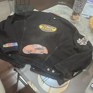 NASCAR VINTAGE Tony STEWART I D WEAR Black Racing DENIM Jacket MEDIUM